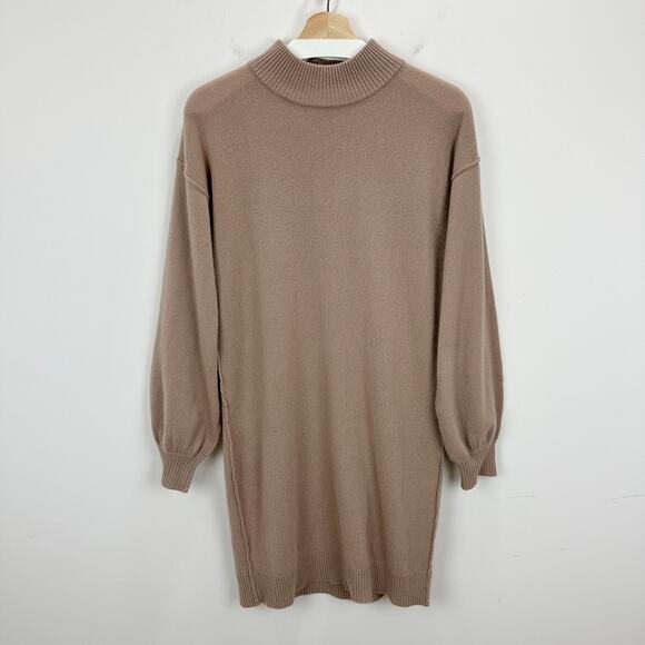 Antonio Melani Cashmere Dress Mockneck Taupe Beige Relaxed Minimalist Small - Picture 2 of 11